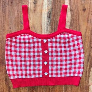 Charming Red Gingham Kids Tank Top
